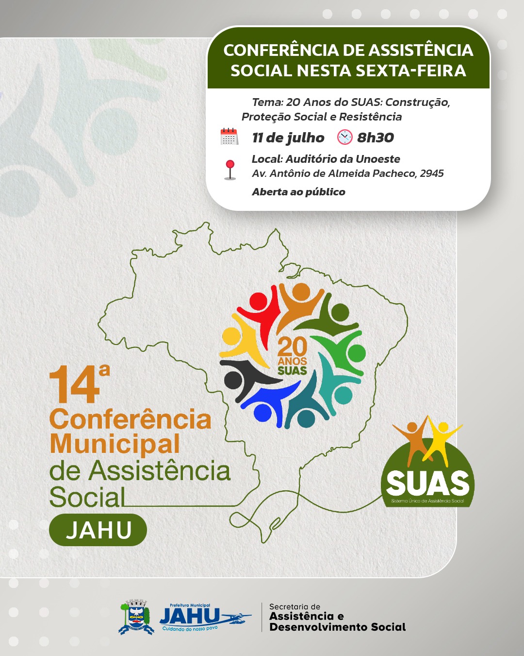 CONFERÊNCIA DE ASSISTÊNCIA SOCIAL NESTA SEXTA-FEIRA (11)
