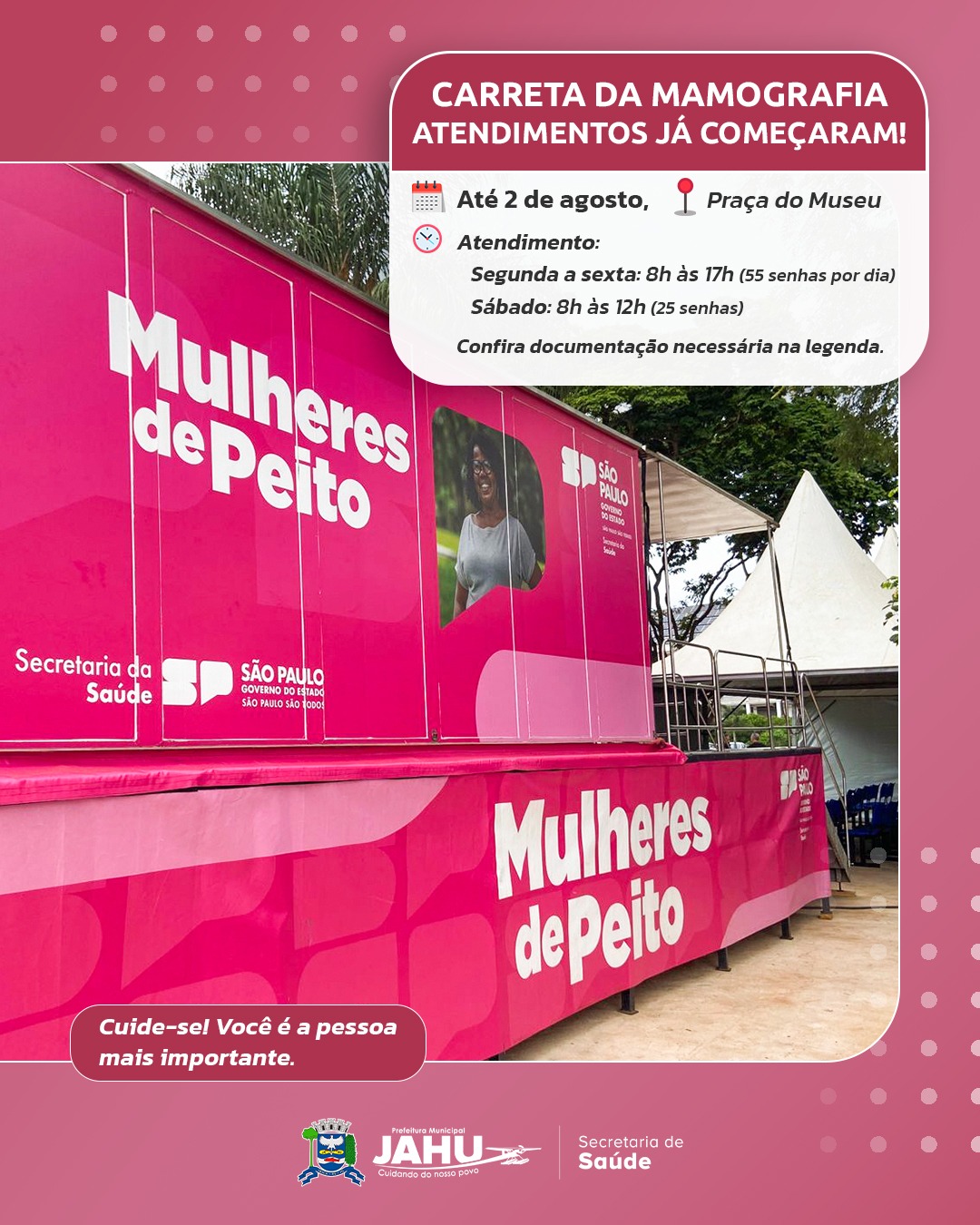 CARRETA DA MAMOGRAFIA: ATENDIMENTOS JÁ COMEÇARAM!!!