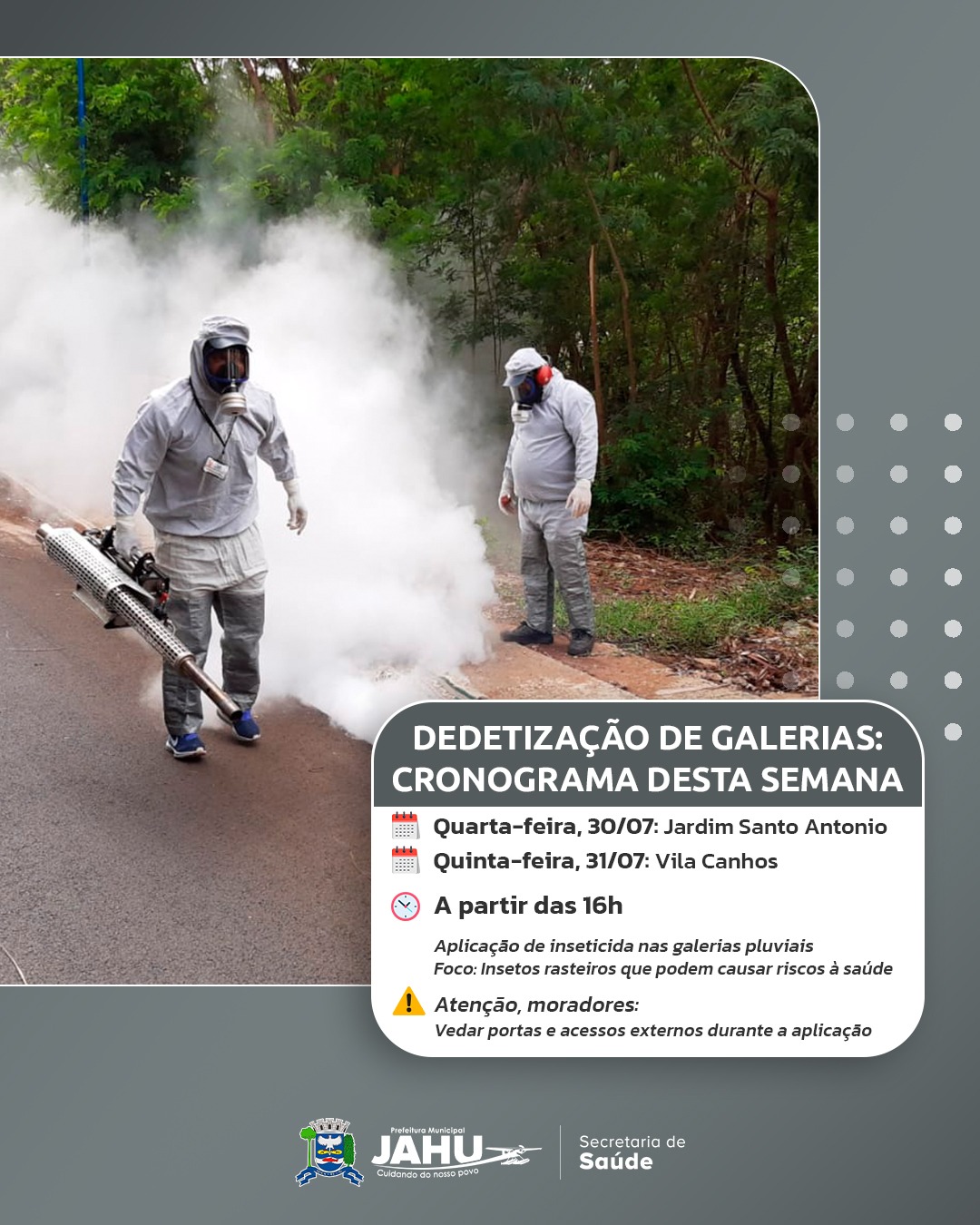 DEDETIZAÇÃO DE GALERIAS: CRONOGRAMA DESTA SEMANA