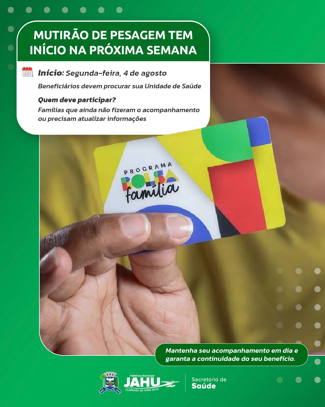 BOLSA FAMÍLIA: MUTIRÃO DE PESAGEM TEM INÍCIO NA PRÓXIMA SEGUNDA-FEIRA (4)