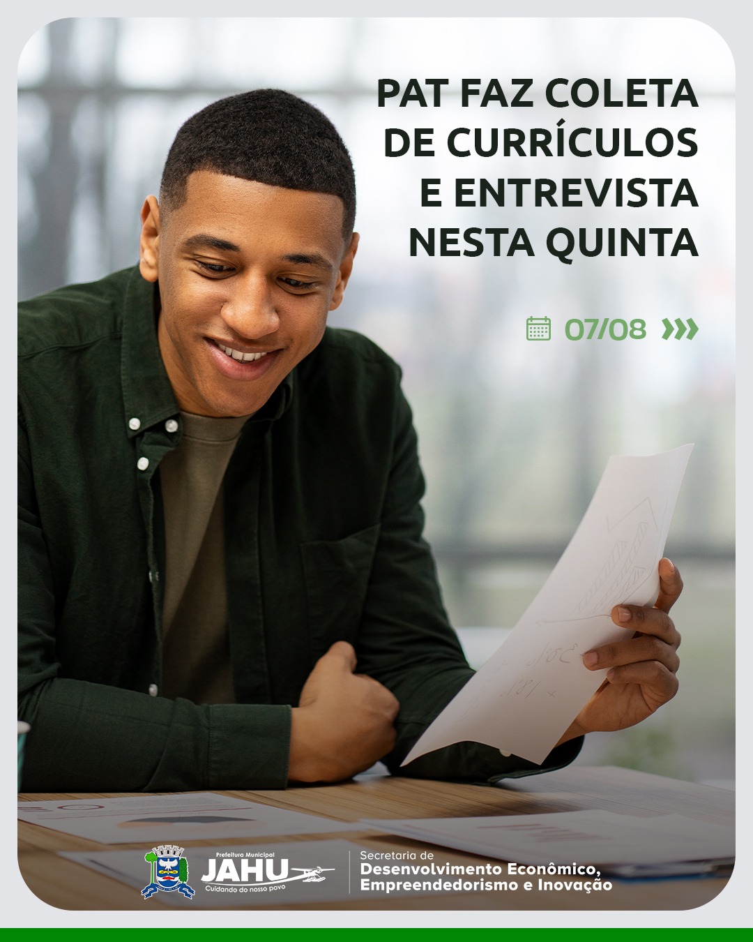 PAT FAZ COLETA DE CURRÍCULOS E ENTREVISTA NESTA QUINTA (07)