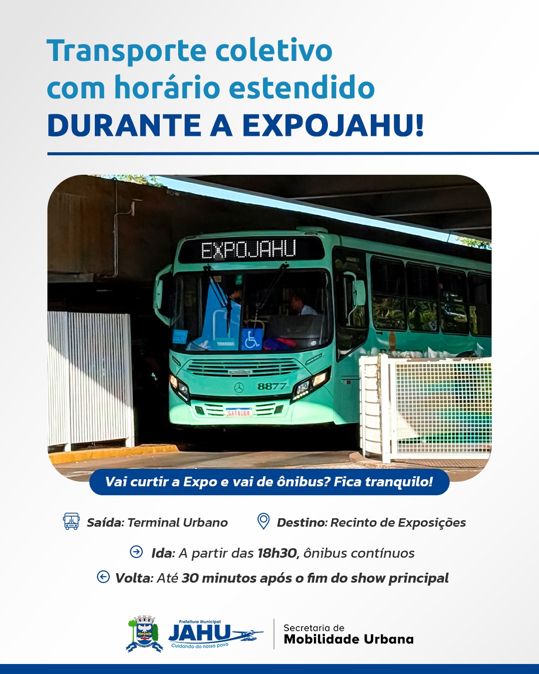 TRANSPORTE COLETIVO TERÁ LINHAS FUNCIONANDO EM HORÁRIO ESTENDIDO DURANTE A EXPOJAHU
