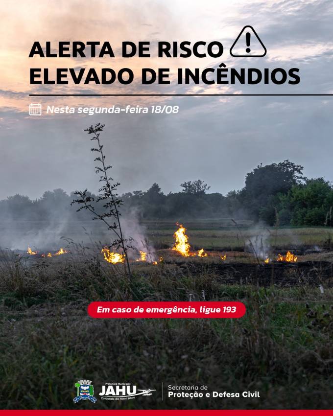 ALERTA DE RISCO ELEVADO DE INCÊNDIOS 