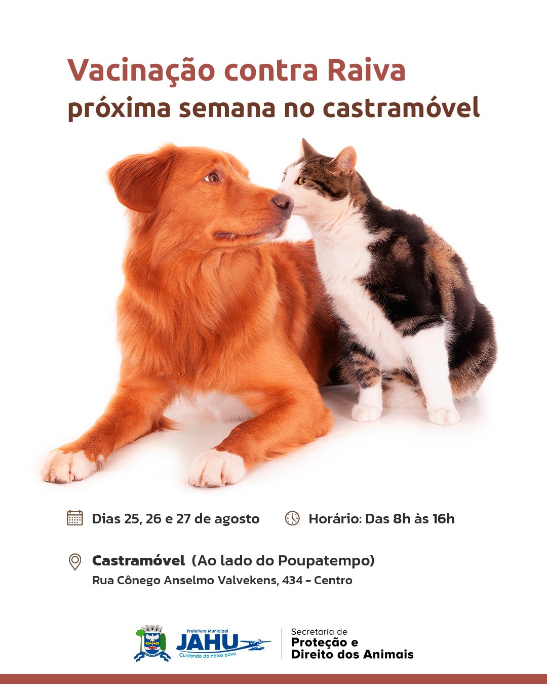 VACINAÇÃO CONTRA RAIVA: PRÓXIMA SEMANA NO CASTRAMÓVEL