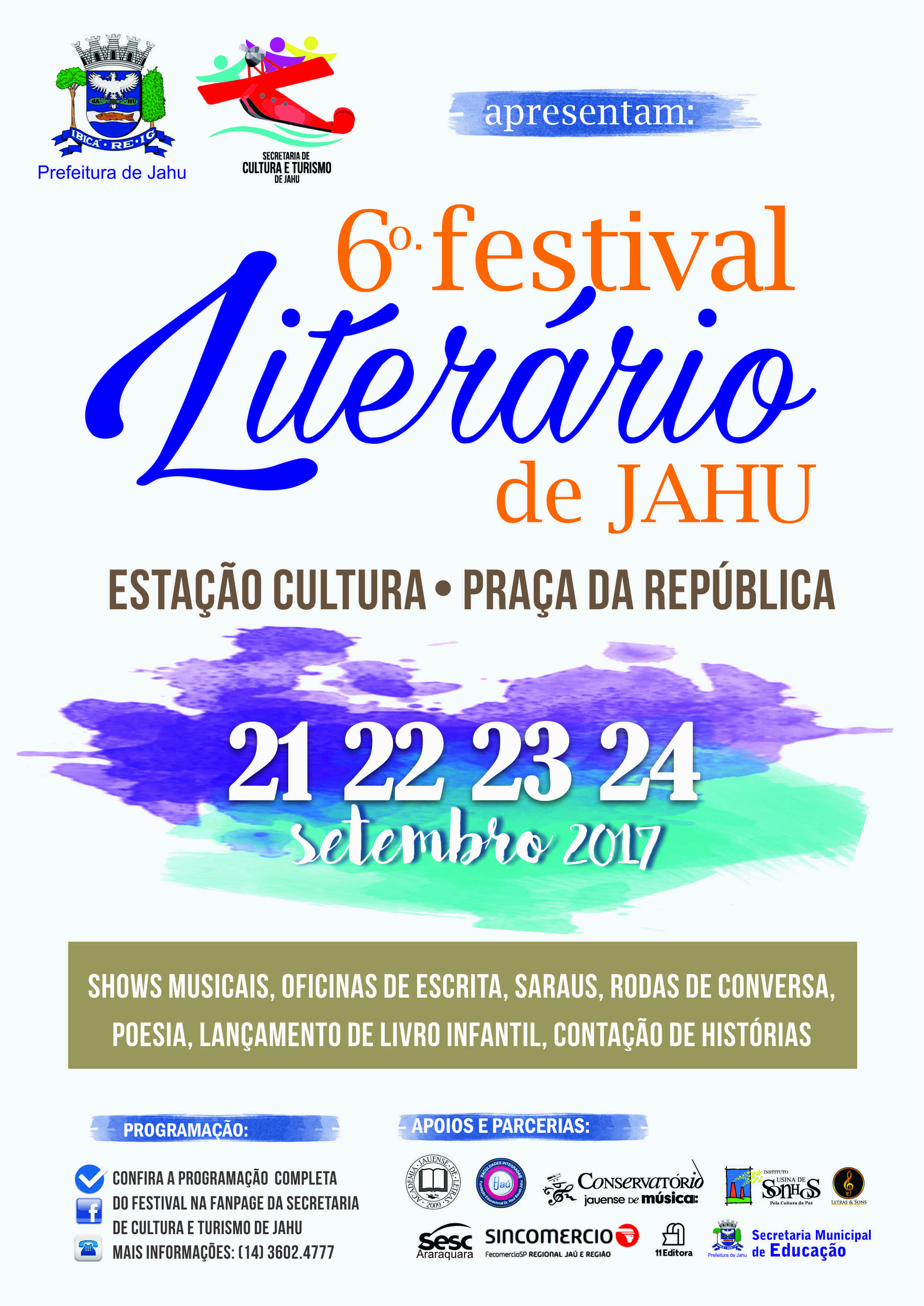 Secretaria de Cultura e Turismo de Jahu promove o 6º Festival Literário