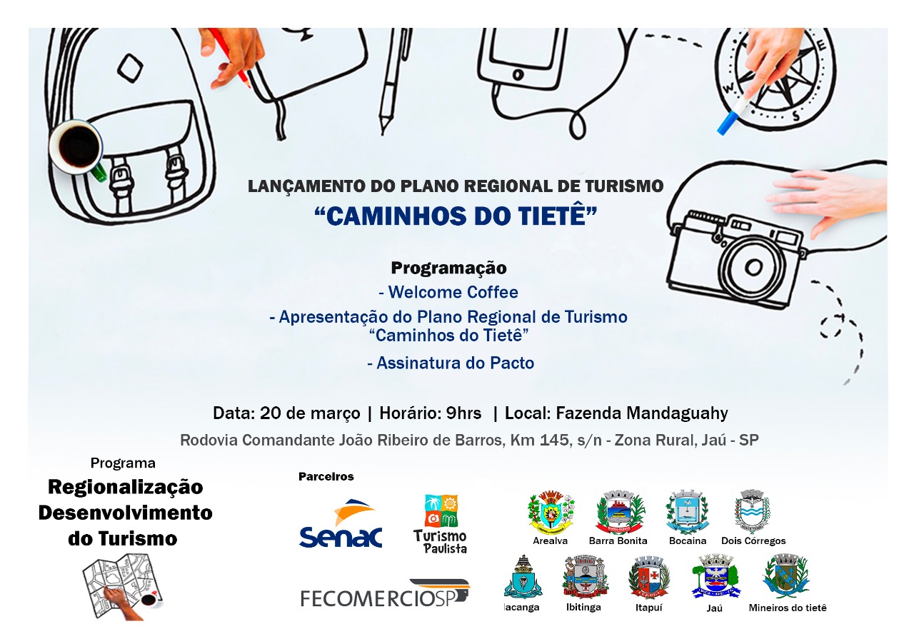 Região Turística “Caminhos do Tietê” lançará Plano Regional de Turismo em Jahu
