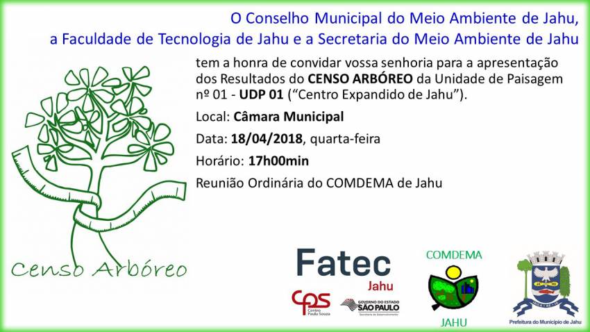 Secretaria de Meio Ambiente apresenta resultado do Censo Arbóreo