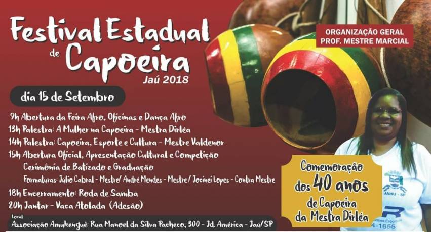 Festival Estadual de Capoeira ocorre neste sábado