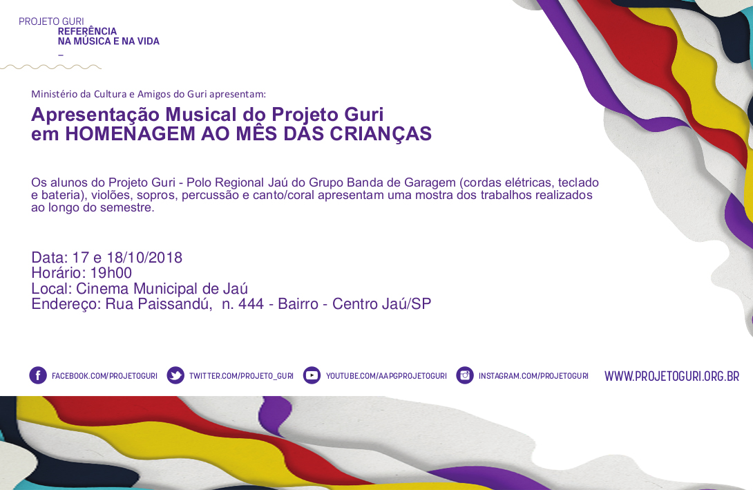 Projeto Guri: Projeto Guri: apresentação em homenagem ao mês das crianças