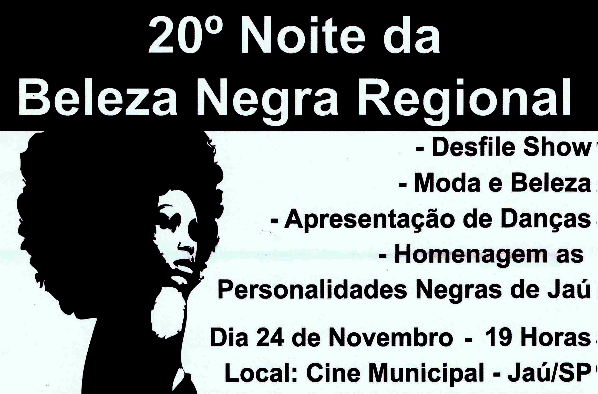 Inscrições para a 20ª Noite da Beleza Negra Regional 2018 vão até 22 de novembro