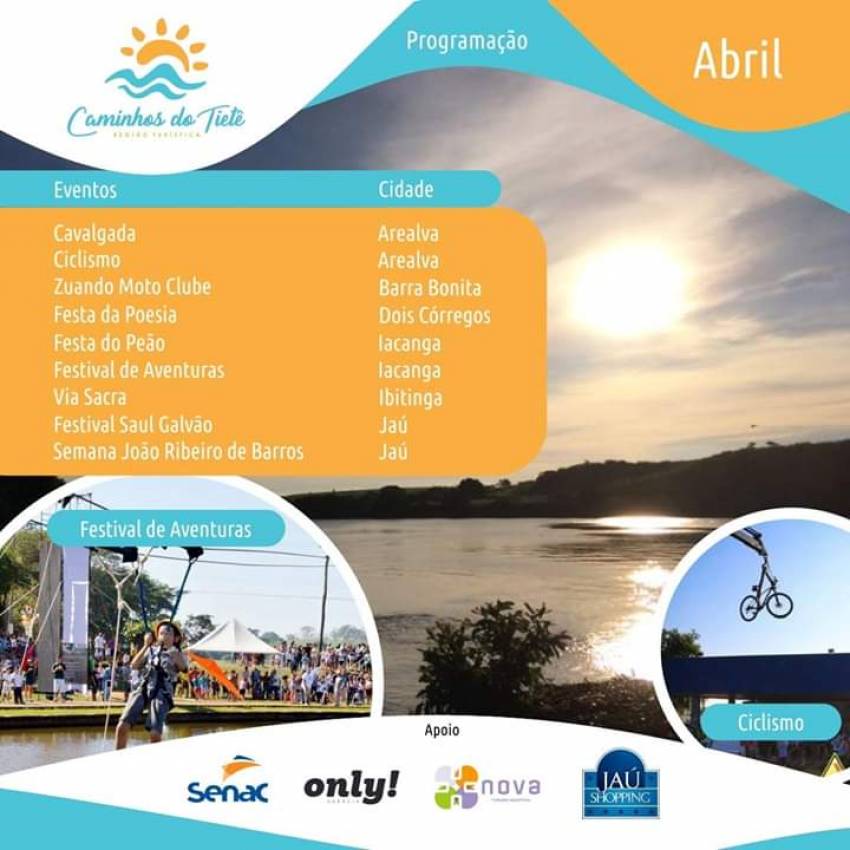 Região turística “Caminhos do Tietê”: programação durante o mês de abril