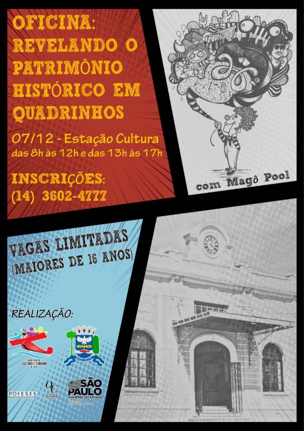 Oficina “Revelando o patrimônio histórico em quadrinhos” ocorre nesse sábado
