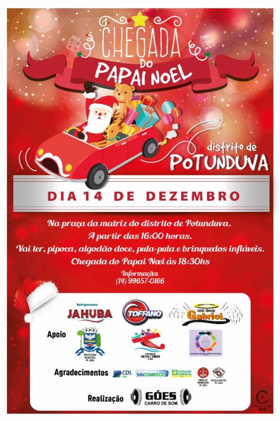 Natal 2019: chegada do Papai Noel no Distrito de Potunduva