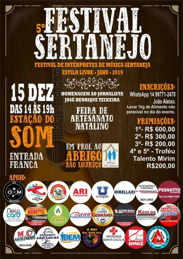5º Festival da Música Sertaneja ocorre nesse domingo