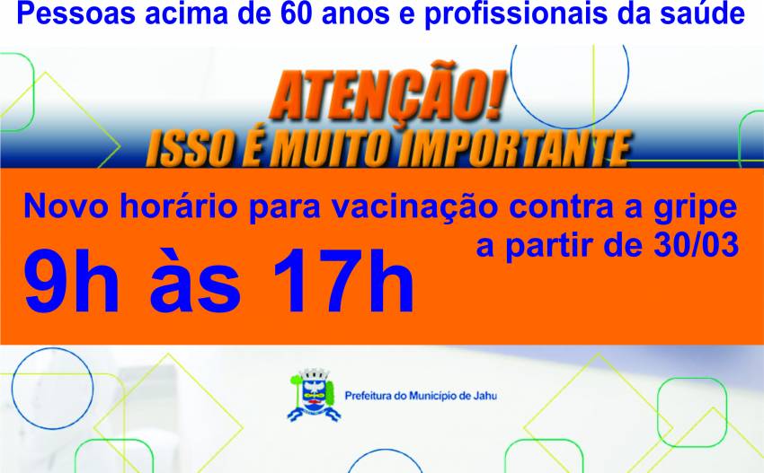 Novo horário para vacinação contra a gripe a partir de segunda-feira, 30/03