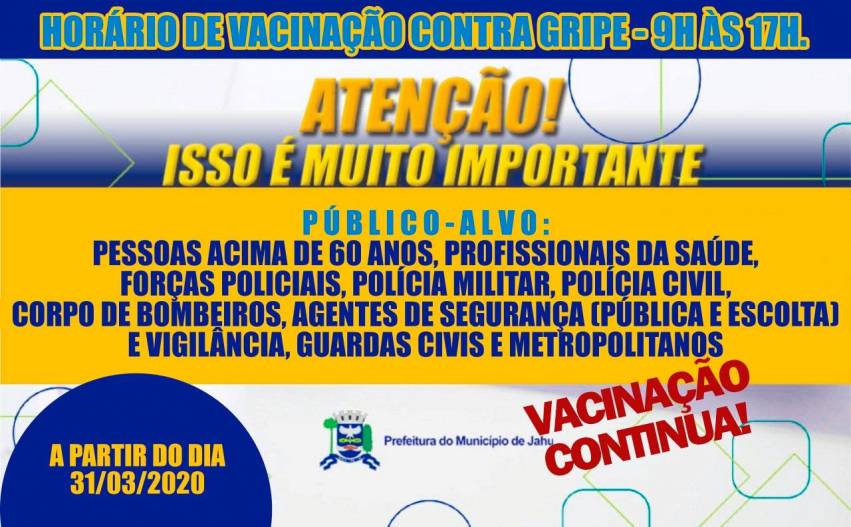 Vacinação contra a gripe em Jahu: continuidade