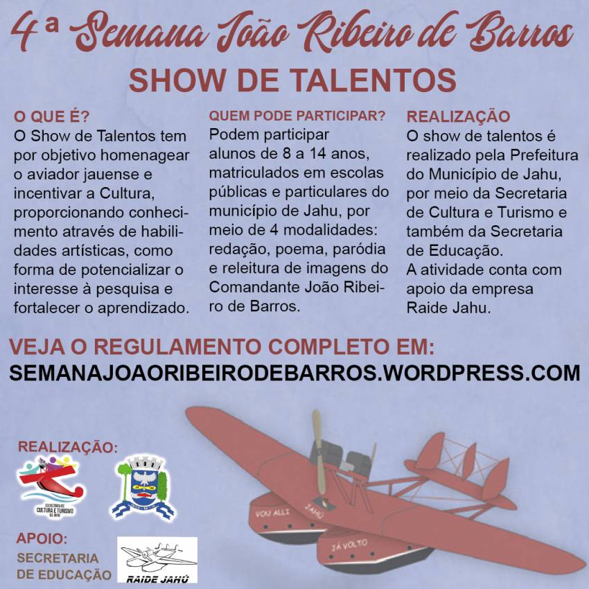 Show de Talentos da 4ª Semana João Ribeiro de Barros ocorre em território digital