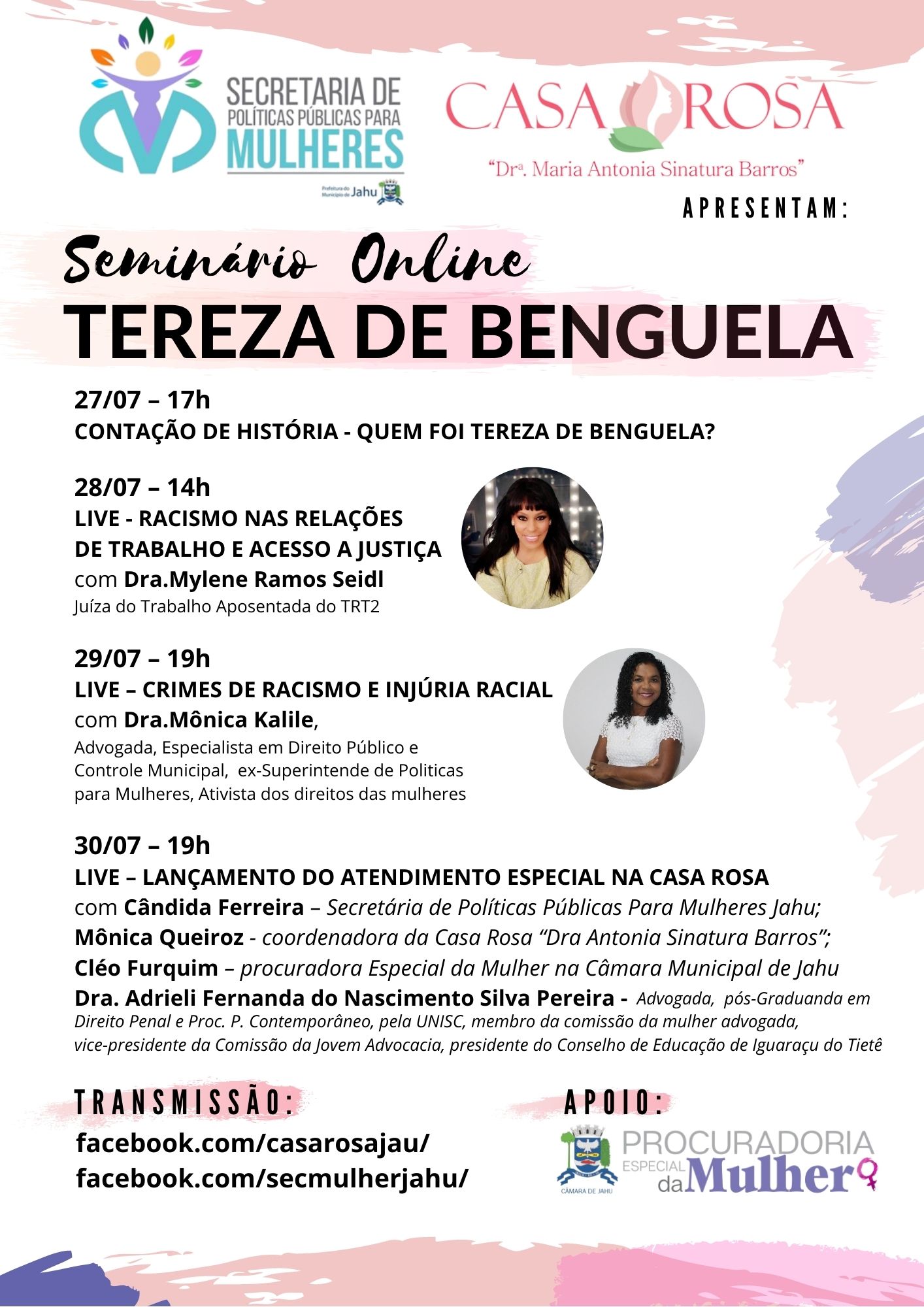 Secretaria de Politicas Públicas para Mulheres e Casa Rosa promovem o Seminário Online “Tereza de Benguela”