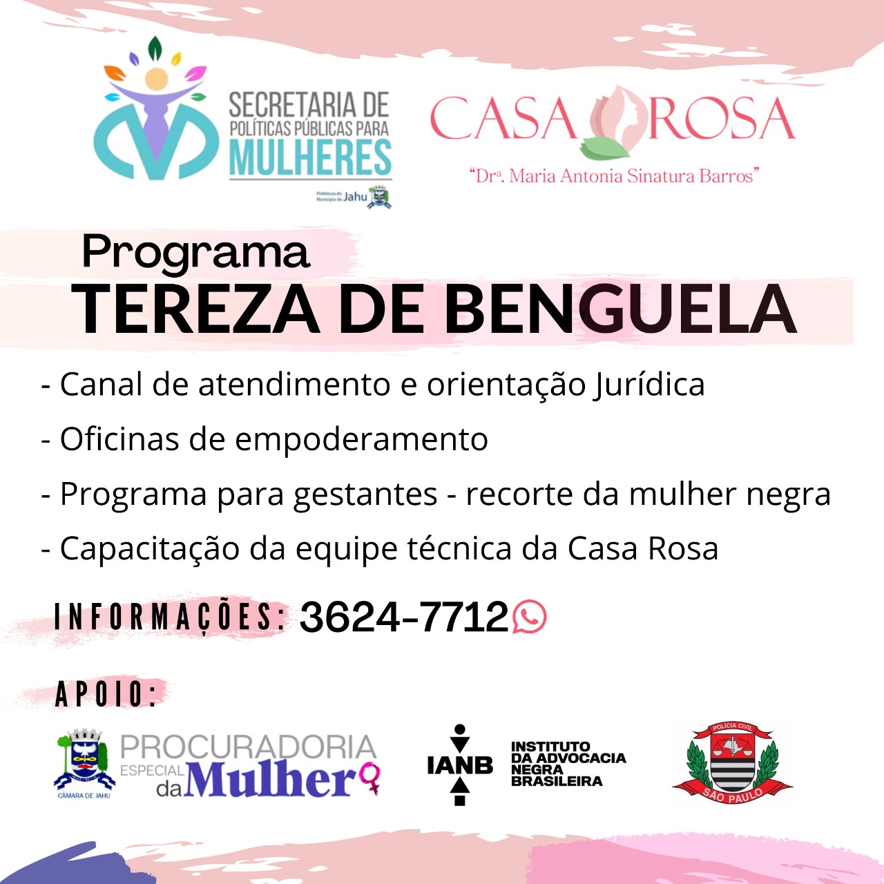 Secretaria de Políticas Públicas para Mulheres e Casa Rosa lançam Programa Tereza de Benguela