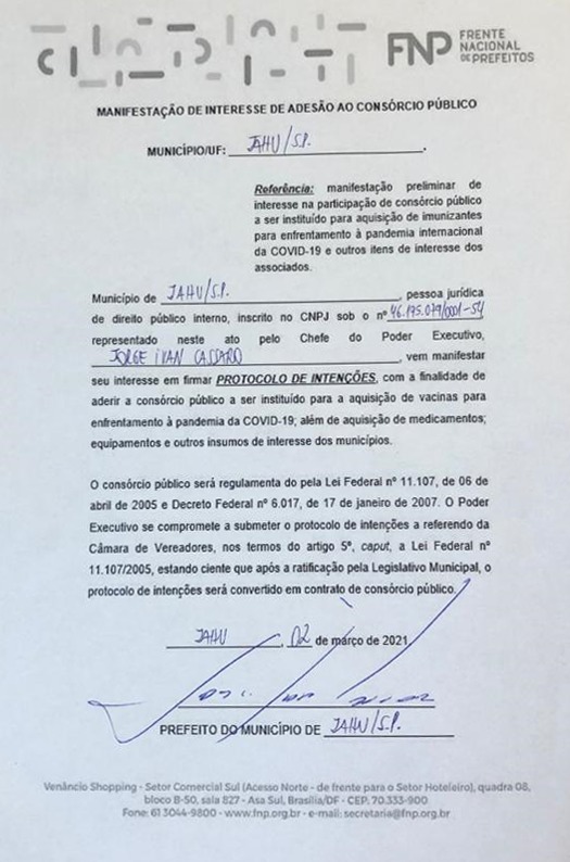 Prefeito Ivan tem interesse em comprar vacina por consórcio