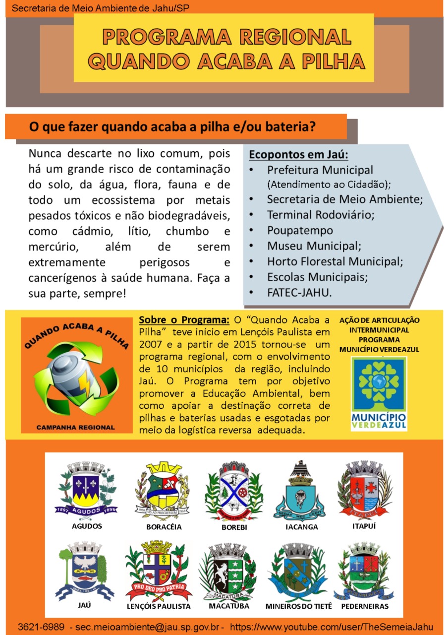 PROGRAMA ORIENTA PARA DESCARTE CORRETO DE PILHAS E BATERIAS