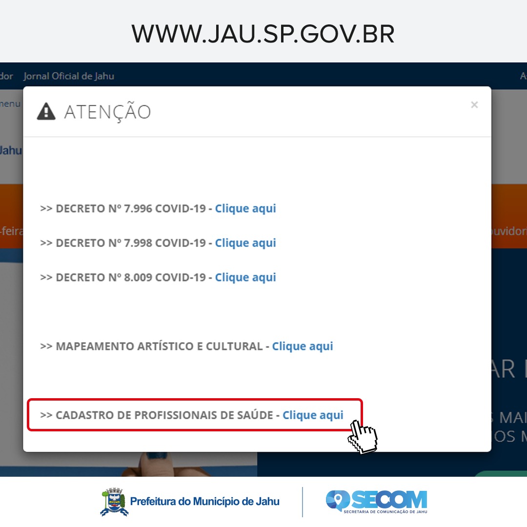 CADASTRO DE NÃO VACINADOS NO SITE DA PREFEITURA