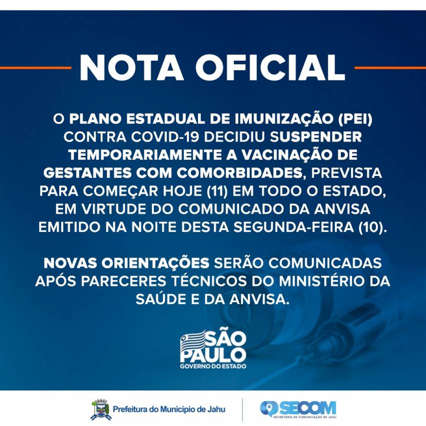 VACINAÇÃO DE GESTANTES COM COMORBIDADES ESTÁ 