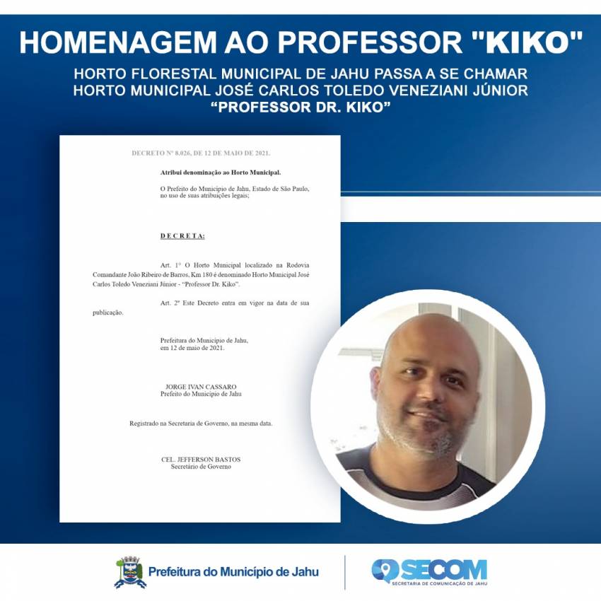 HORTO PASSA A TER NOME DE PROFESSOR JAUENSE