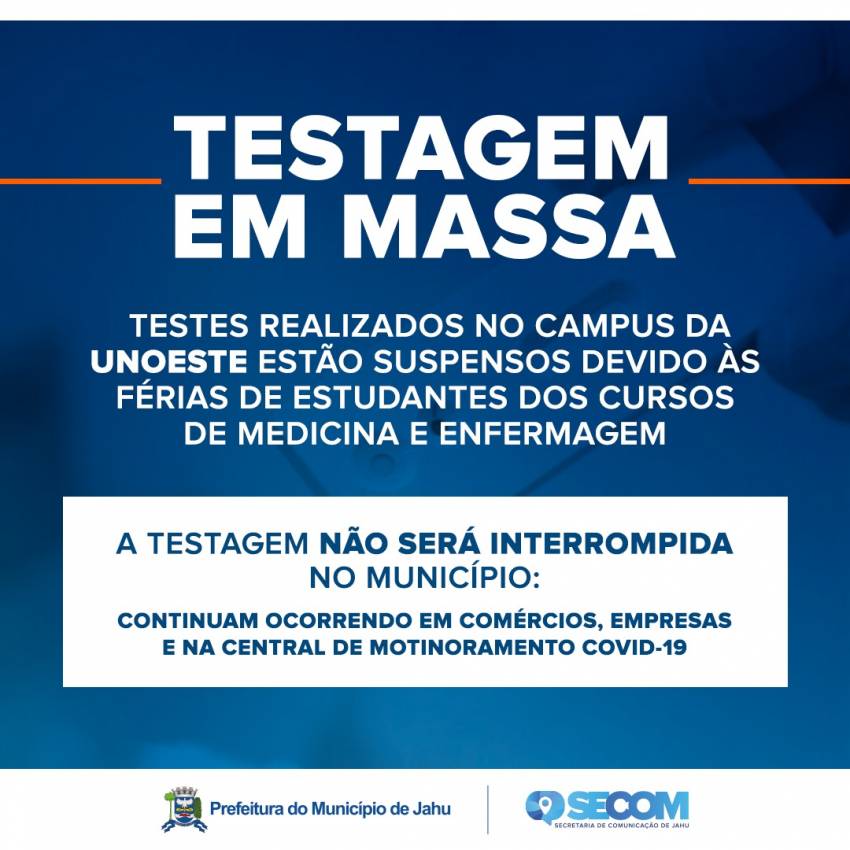 CENTRAL CONTINUA TESTAGEM EM MASSA PARA CORONAVÍRUS