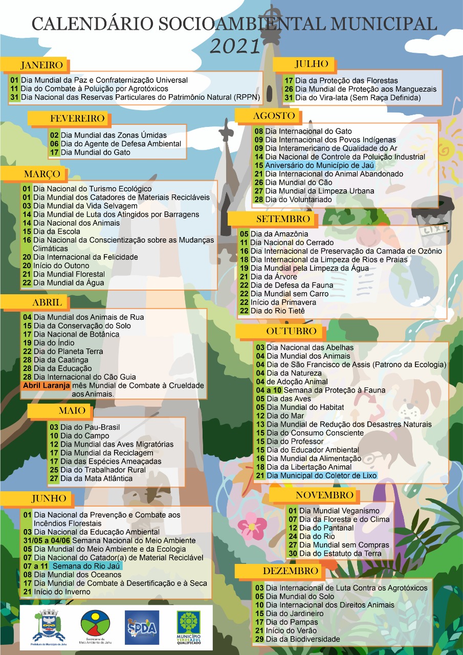 SECRETARIA DISPONIBILIZA CALENDÁRIO SOCIOAMBIENTAL DE JAHU