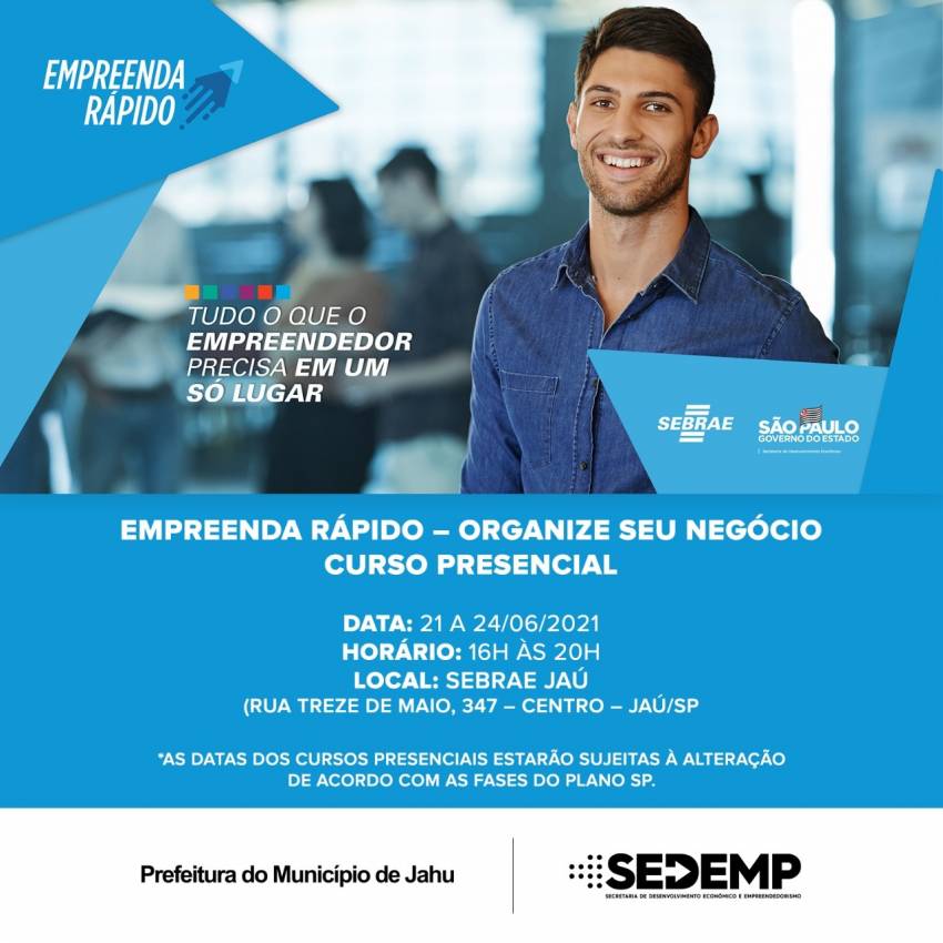 Curso Gratuito Empreenda Rápido – Organize seu negócio (PRESENCIAL)