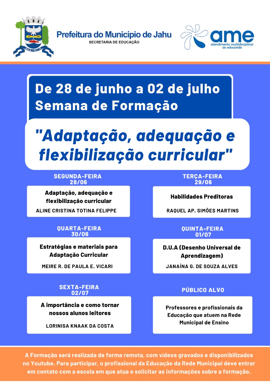 SECRETARIA PROMOVE SEMANA DE CAPACITAÇÃO CONTINUADA DE PROFISSIONAIS DA EDUCAÇÃO