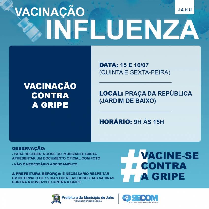 PREFEITURA INTENSIFICA VACINAÇÃO CONTRA A GRIPE
