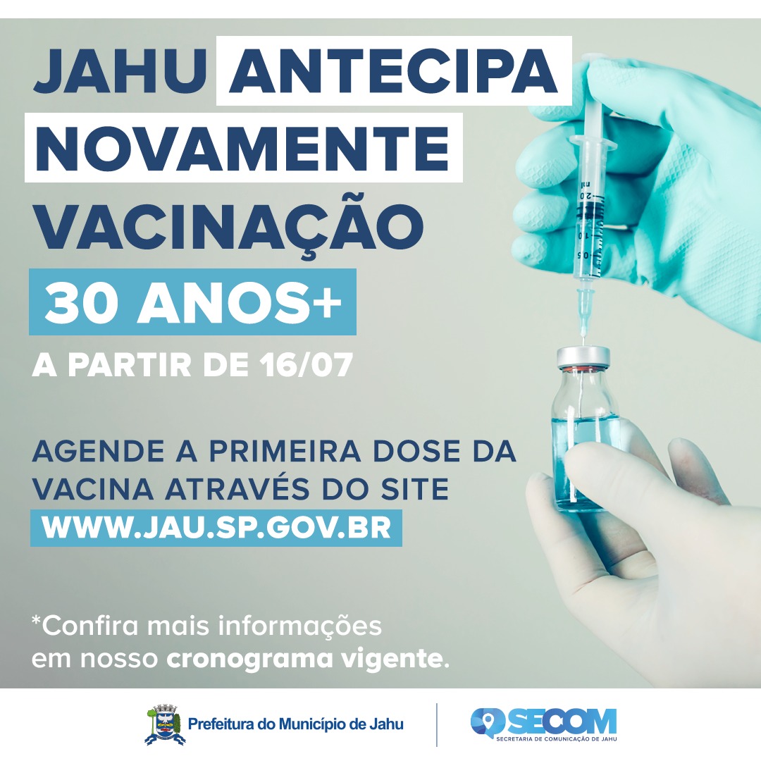 VACINAÇÃO PARA ADULTOS A PARTIR DE 30 ANOS COMEÇA AMANHÃ