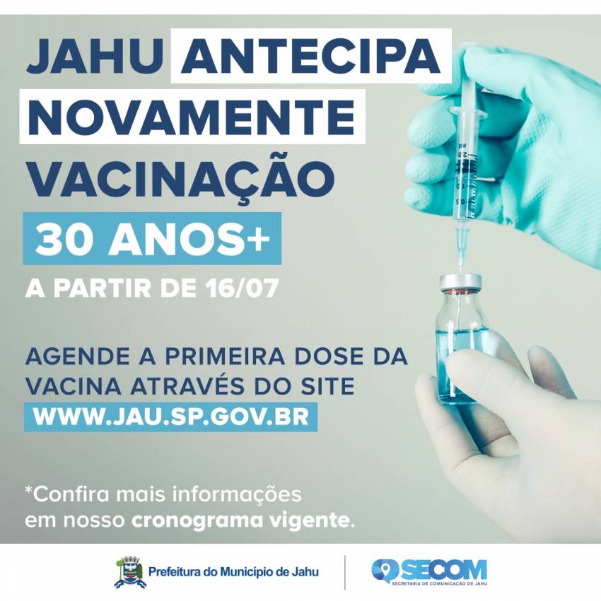 VACINAÇÃO PARA ADULTOS A PARTIR DE 30 ANOS COMEÇA AMANHÃ
